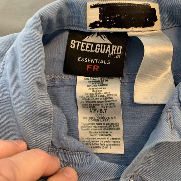 Steelguard Essentials FR Shirt Mens 1XL Blue Flame Resistant Long Sleeve Work - Picture 2 of 7